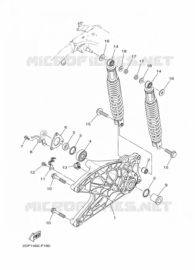 BRAS OSCILLANT / AMORTISSEUR Yamaha SCOOTER 125 2015 NMAX  GPD125-A