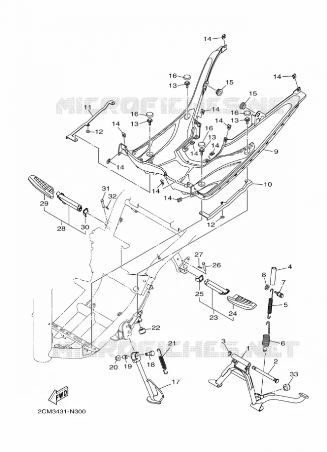SUPPORT / REPOSE PIEDS Yamaha SCOOTER 125 2015 TRICITY ABS  MW125ATRICITY