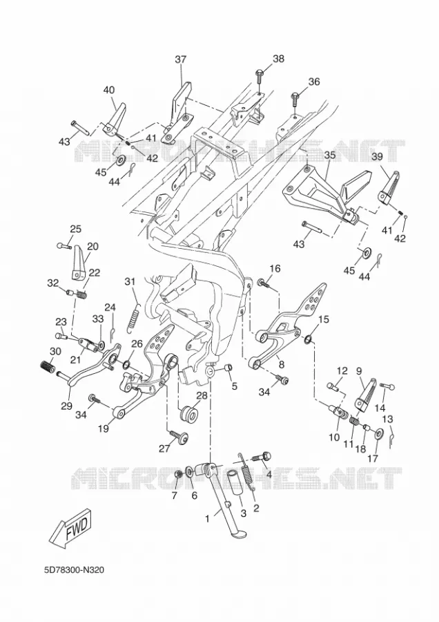 SUPPORT / REPOSE PIEDS Yamaha MOTO 125 2016 R125  YZF-R125A