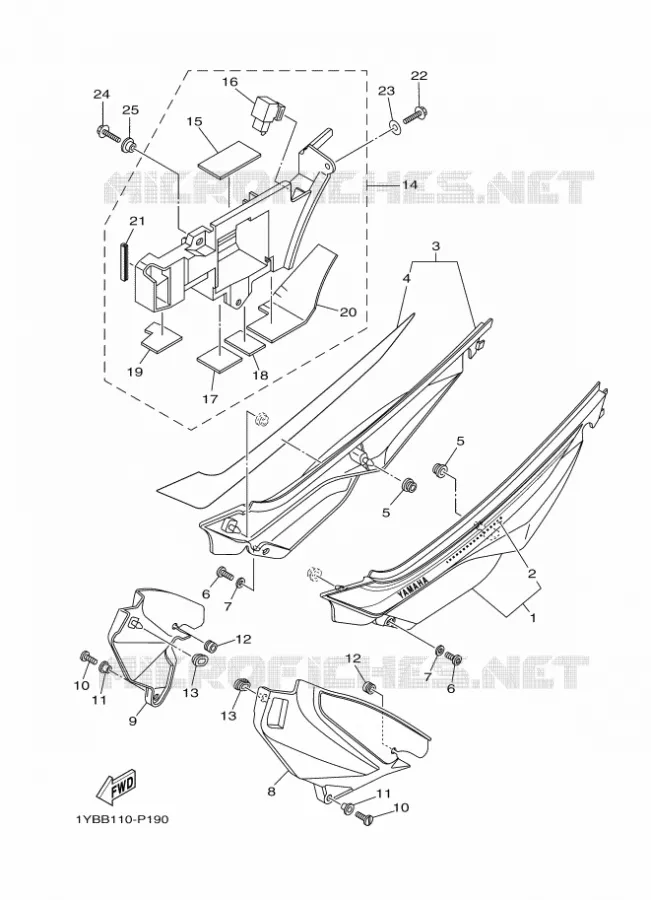COUVERCLE LATERAL Yamaha MOTO 250 2015 XT  XT250