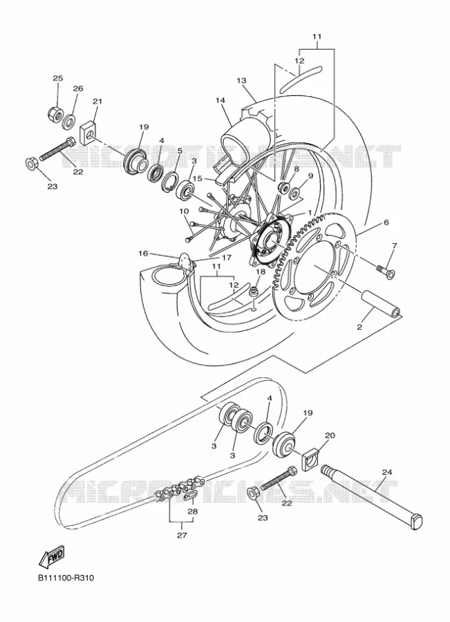 ROUE ARRIERE 2 Yamaha MOTO 250 2016 YZF  YZ250F