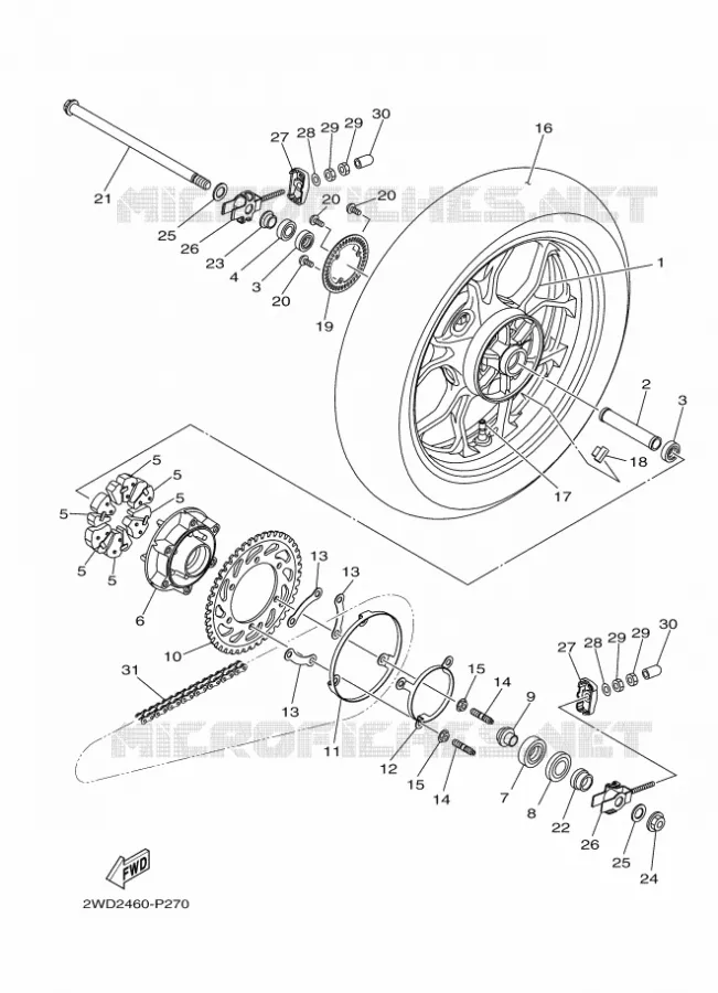 ROUE ARRIERE Yamaha MOTO 300 2015 R3 ABS RACE BLUE  YZF-R3A