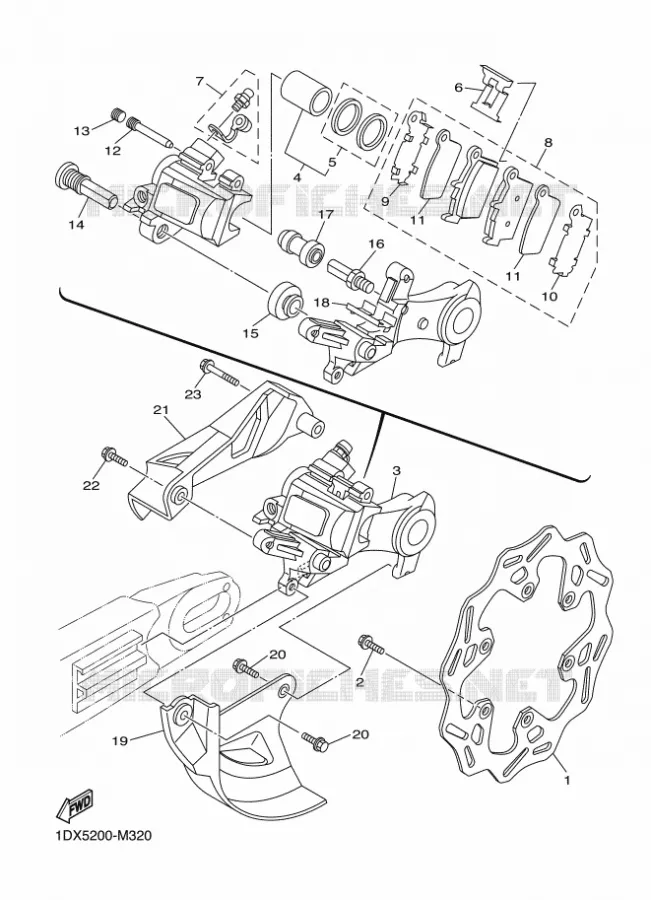 ETRIER DE FREIN ARRIERE Yamaha MOTO 450 2015 WRF  WR450F