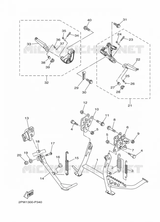 SUPPORT / REPOSE PIEDS Yamaha SCOOTER 500 2015 TMAX  XP500