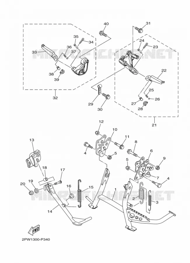 SUPPORT / REPOSE PIEDS Yamaha SCOOTER 500 2015 TMAX  XP500