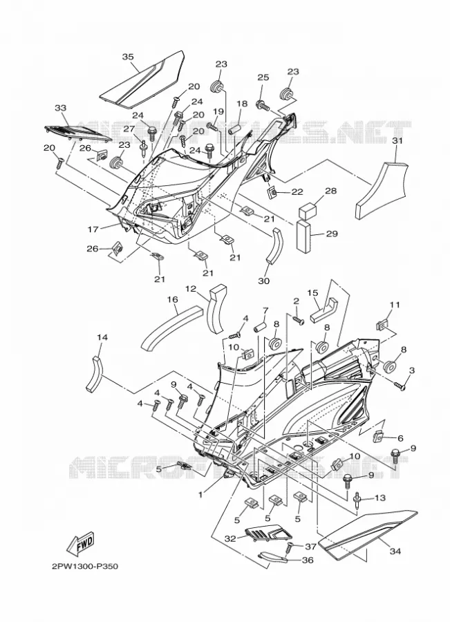 SUPPORT / REPOSE PIEDS 2 Yamaha SCOOTER 500 2015 TMAX ABS  XP500A