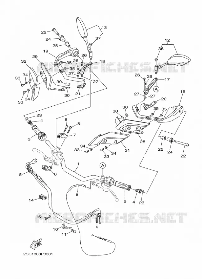 GUIDON ET CABLES Yamaha MOTO 900 2015 MT09 TRACER  MT09TRATRACER