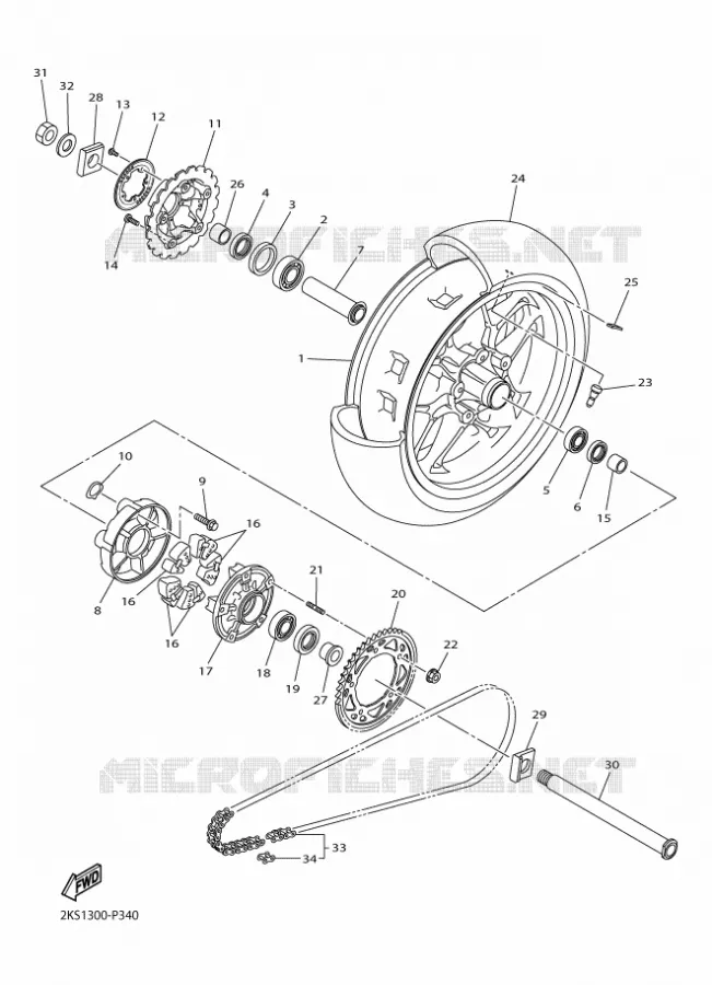 ROUE ARRIERE Yamaha MOTO 1000 2015 R1M  YZF-R1M