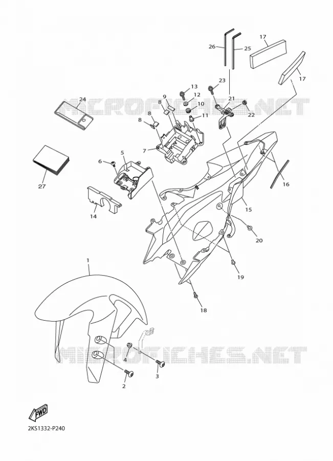 GARDE BOUE Yamaha MOTO 1000 2015 R1M  YZF-R1M