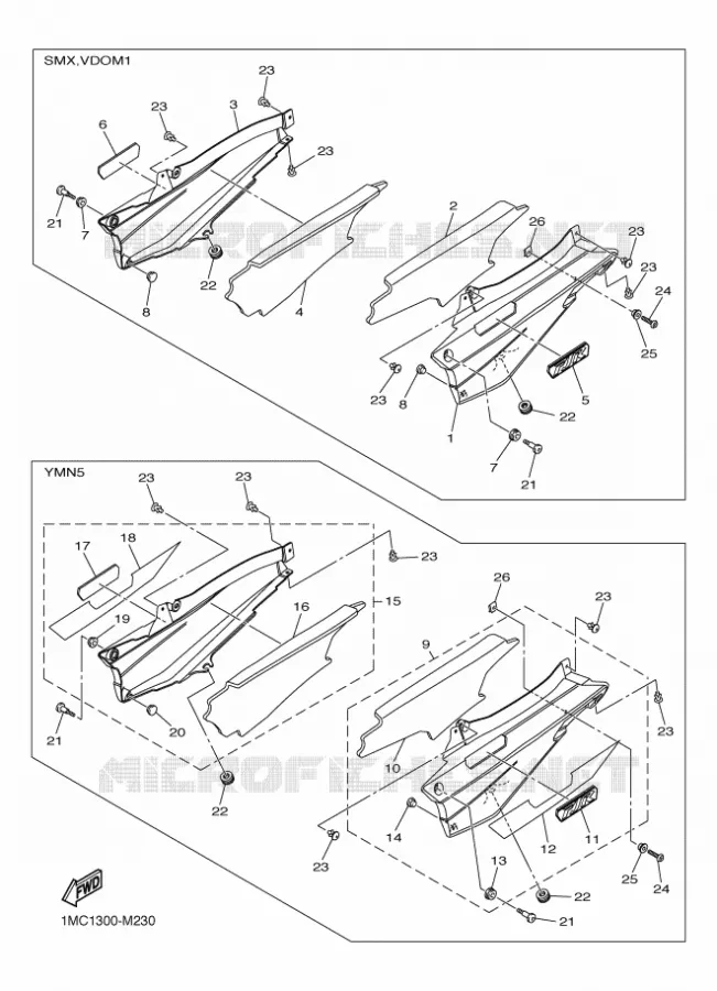 COUVERCLE LATERAL Yamaha MOTO 1300 2013 FJR ABS  FJR1300A
