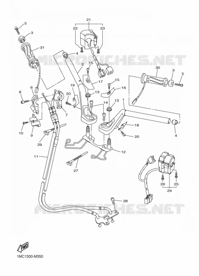 GUIDON ET CABLES Yamaha MOTO 1300 2013 FJR ABS  FJR1300A