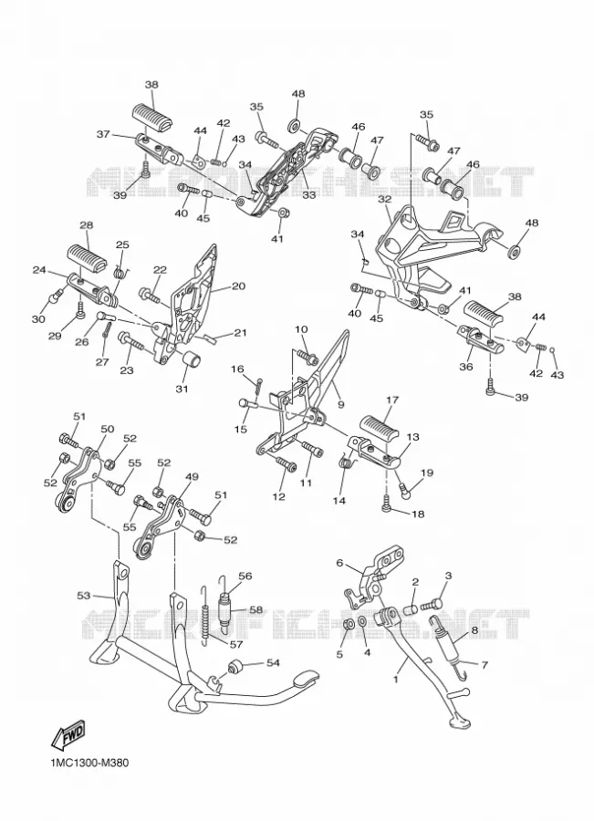 SUPPORT / REPOSE PIEDS Yamaha MOTO 1300 2013 FJR ABS  FJR1300A