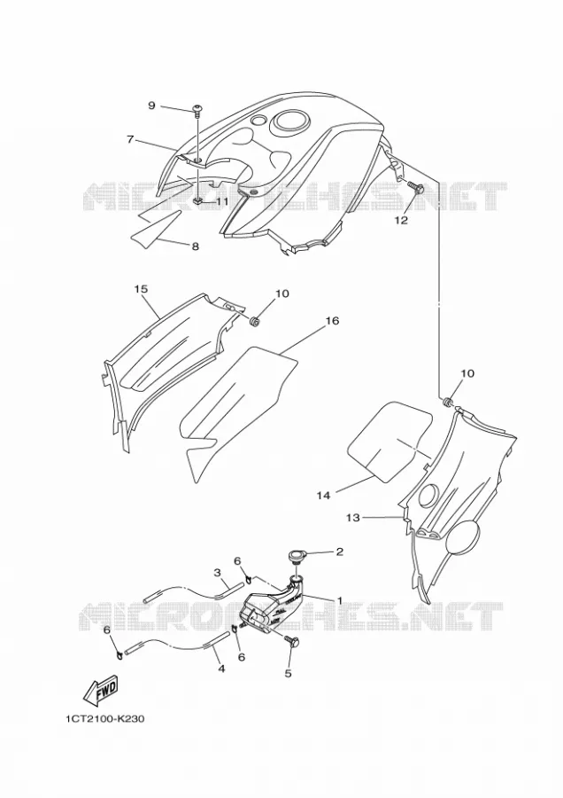 COUVERCLE LATERAL Yamaha QUAD 450 2016 GRIZZLY  YFM450FWADYFM45GPXG