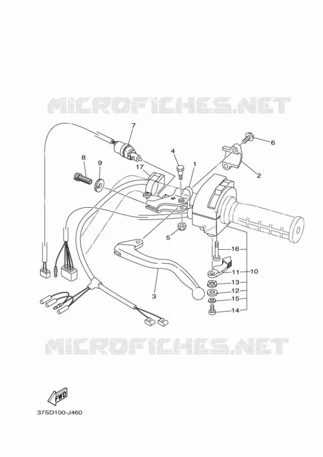 COMMODO / LEVIER Yamaha QUAD 450 2016 GRIZZLY  YFM450FWADYFM45GPXG