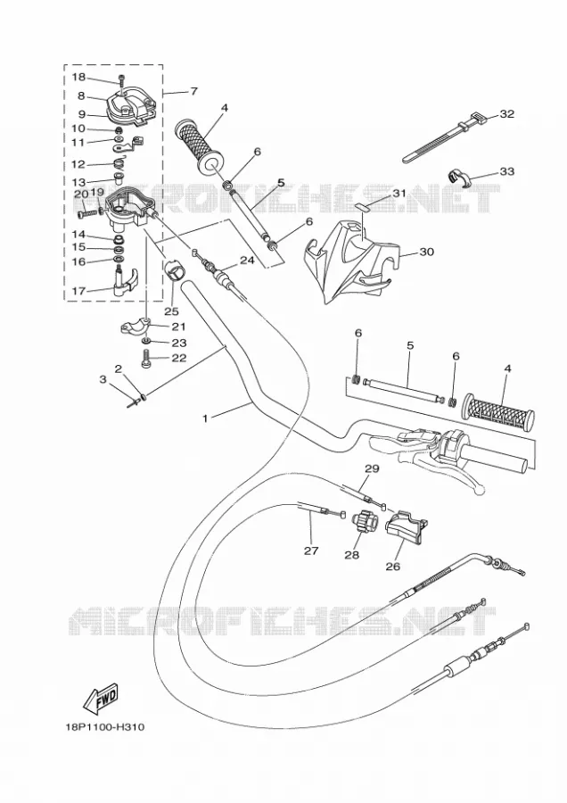 GUIDON ET CABLES Yamaha QUAD 450 2010 YFZ  YFZ450RYFZ450RZ