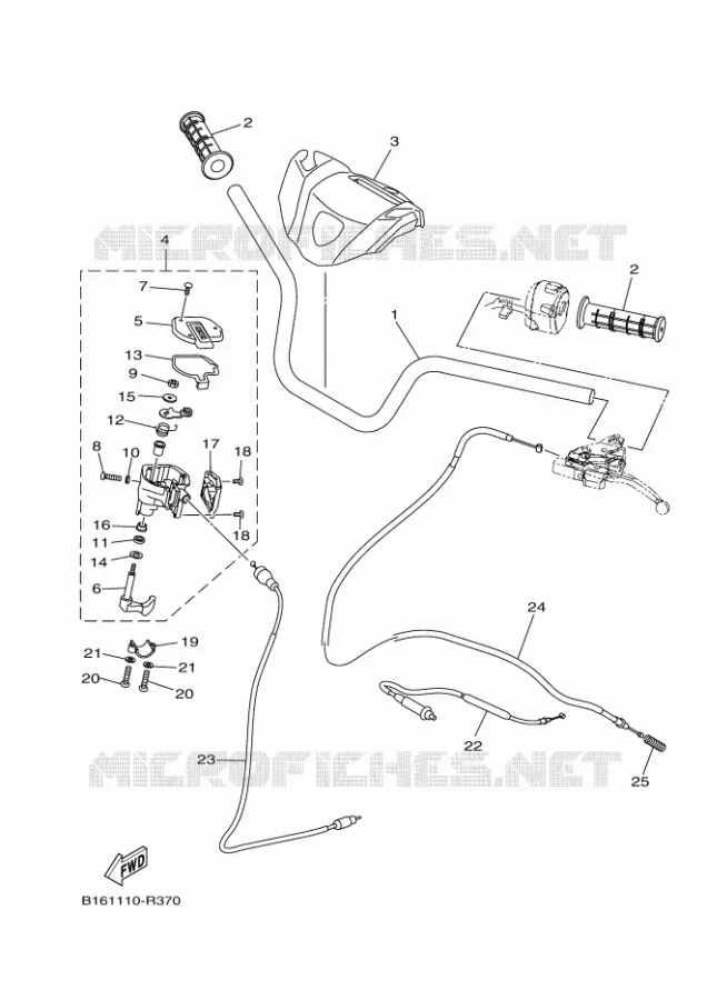 GUIDON ET CABLES Yamaha QUAD 700 2016 KODIAK  YFM700FWBYFM70KDXGKODIAK 700