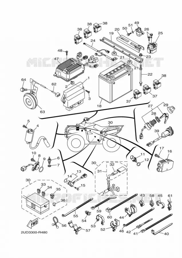 PARTIE ELECTRIQUE 1 Yamaha QUAD 700 2016 GRIZZLY  YFM700FWADYFM70GPHGGRIZZLY EPS CAMO