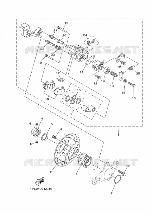 ETRIER DE FREIN ARRIERE Yamaha QUAD 700 2015 RAPTOR  YFM700RYFM700RSF