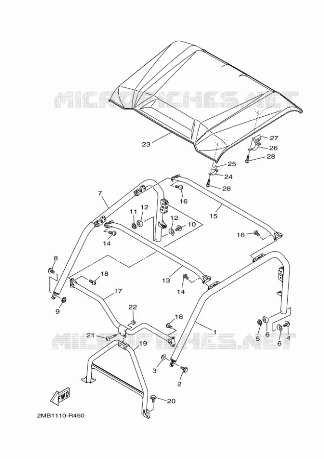 PARE CHOCS 2 Yamaha SIDE BY SIDE 700 2016 WOLVERINE  YXE700EYXE70WPXG
