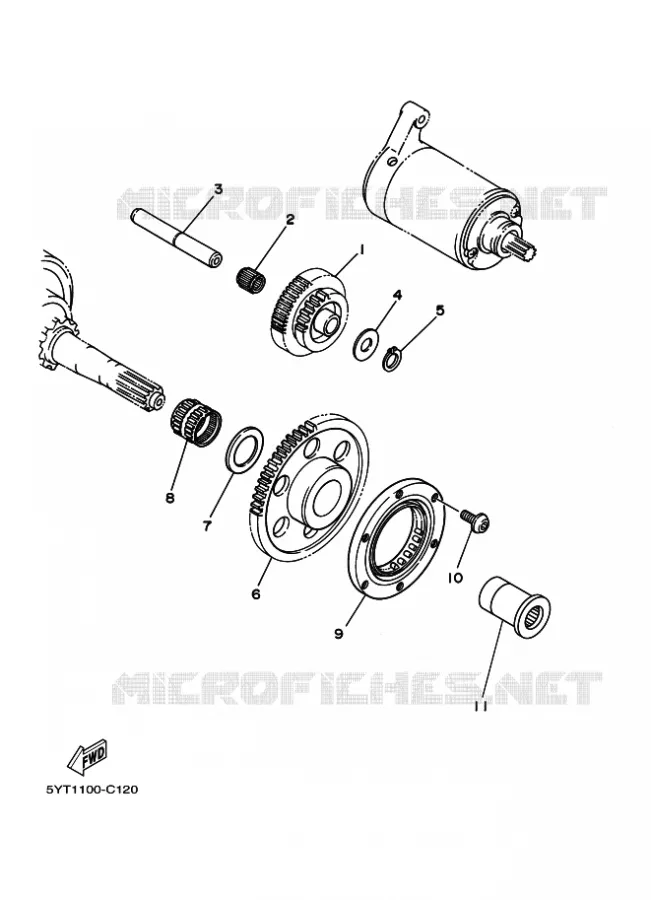 EMBRAYAGE DE DEMARREUR Yamaha QUAD 350 2007 RAPTOR  YFM350R