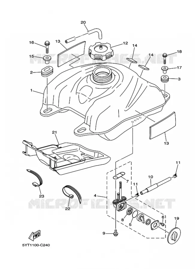 RESERVOIR A ESSENCE Yamaha QUAD 350 2009 RAPTOR  YFM350R