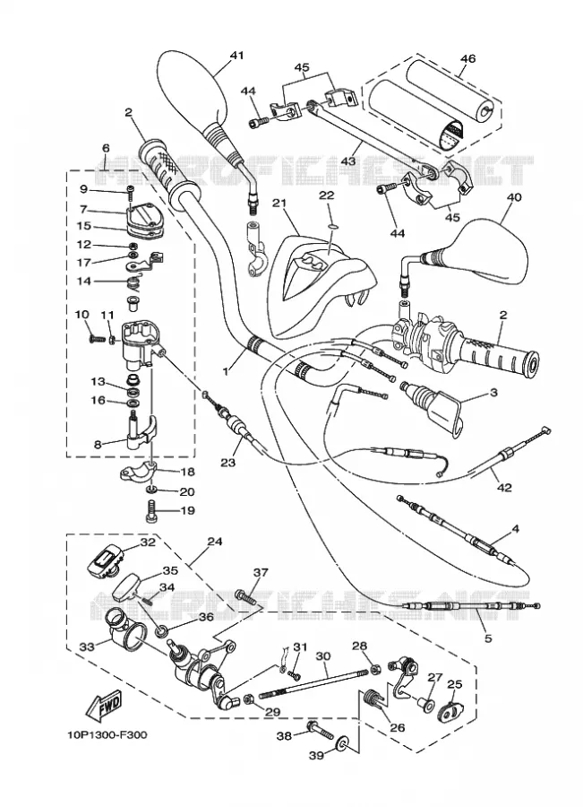 GUIDON ET CABLES Yamaha QUAD 350 2011 RAPTOR  YFM350R