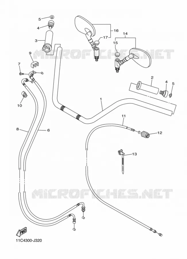 GUIDON ET CABLES Yamaha MOTO 1300 2014 MIDNIGHT STAR  XVS1300A
