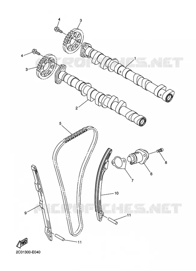 ARBRE A CAMES / CHAINE DE DISTRIBUTION Yamaha MOTO 600 2009 R6  YZF-R6