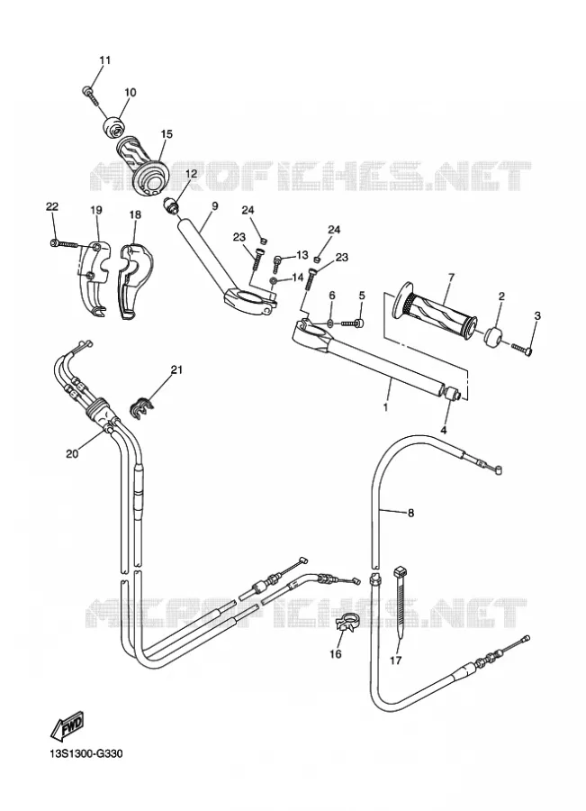 GUIDON ET CABLES Yamaha MOTO 600 2010 R6  YZF-R6