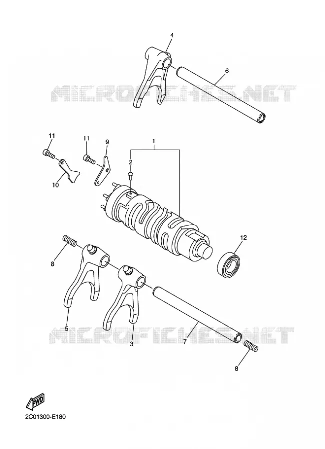 BARILLET DE SELECTION / FOURCHETTES Yamaha MOTO 600 2010 R6  YZF-R6