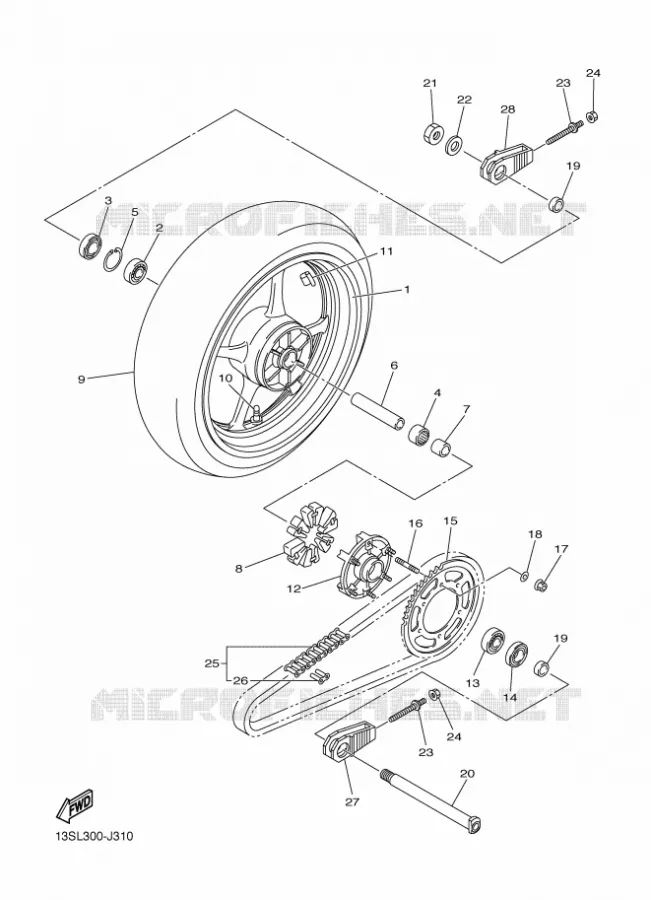 ROUE ARRIERE Yamaha MOTO 600 2010 R6  YZF-R6