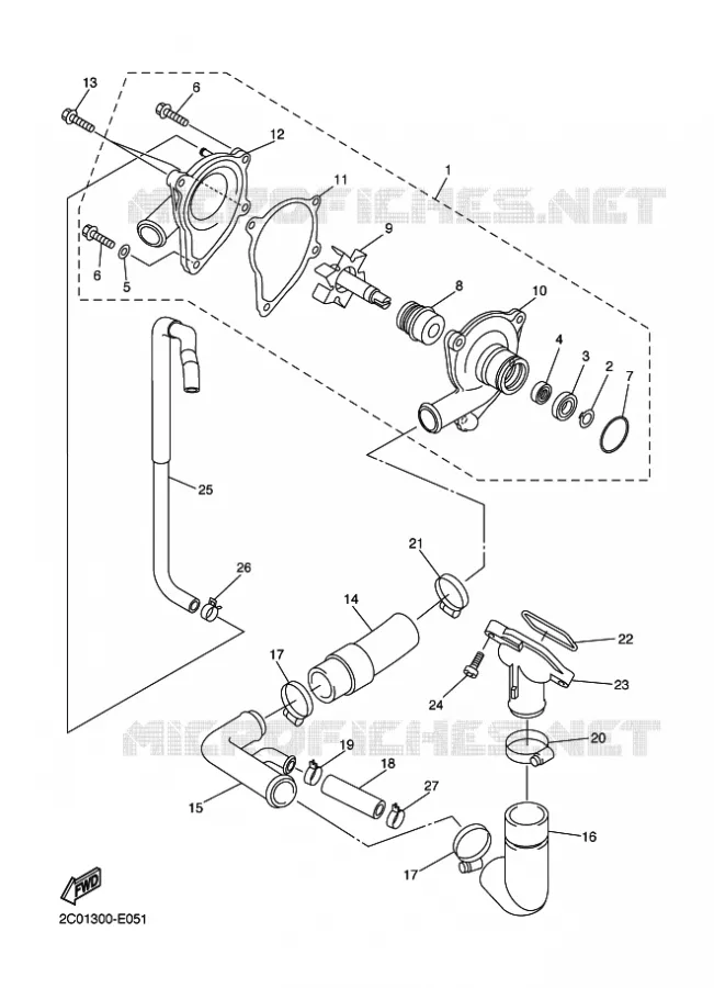 POMPE A EAU / DURITES Yamaha MOTO 600 2011 R6  YZF-R6