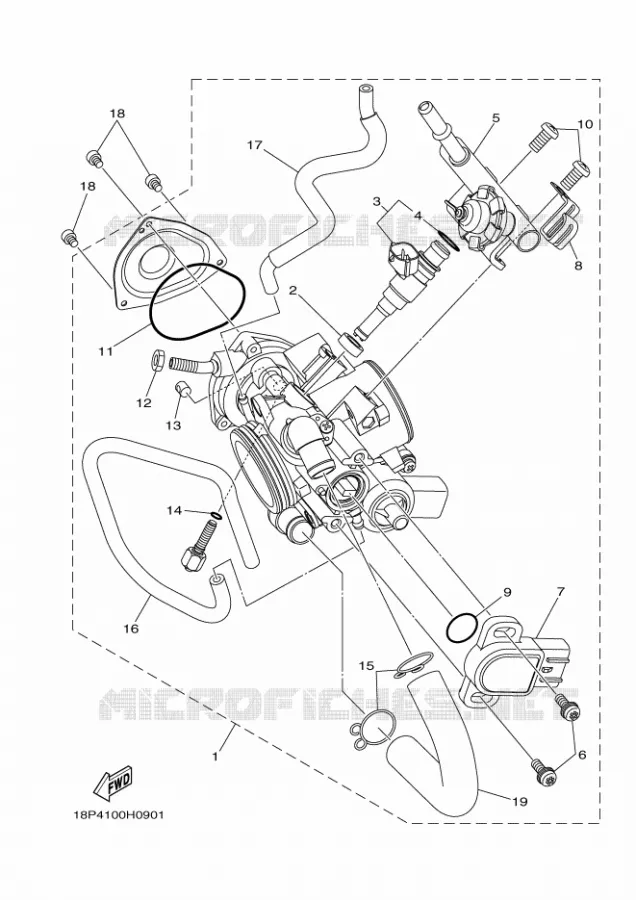 BOITIER PAPILLON INJECTION Yamaha QUAD 450 2010 YFZ  YFZ450R