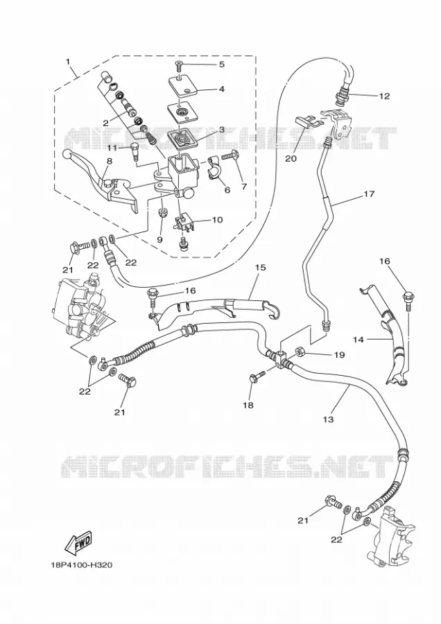 MAITRE CYLINDRE DE FREIN AVANT Yamaha QUAD 450 2010 YFZ  YFZ450R