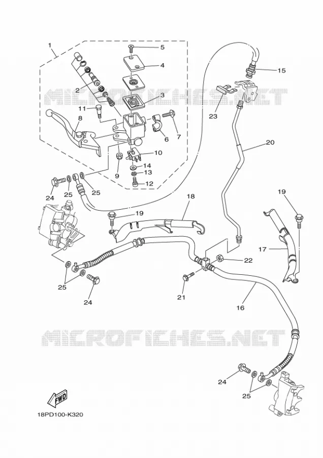 MAITRE CYLINDRE DE FREIN AVANT Yamaha QUAD 450 2012 YFZ R  YFZ450R