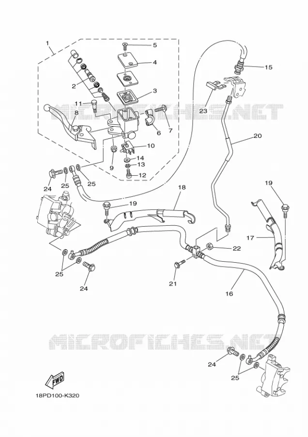 MAITRE CYLINDRE DE FREIN AVANT Yamaha QUAD 450 2012 YFZ R  YFZ450R