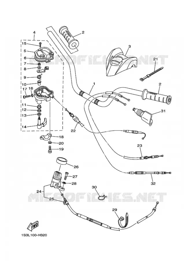 GUIDON ET CABLES Yamaha QUAD 700 2010 RAPTOR  YFM700R