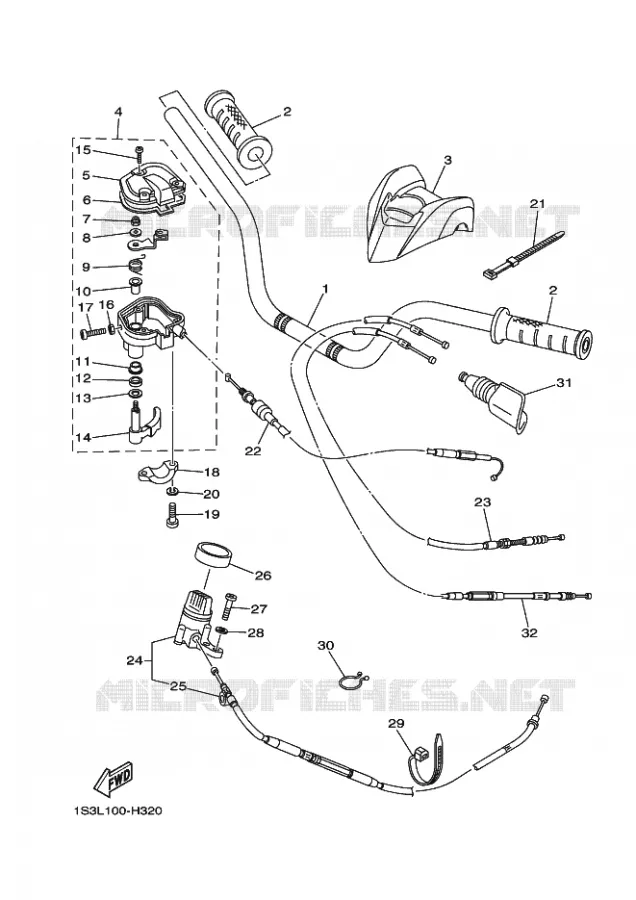 GUIDON ET CABLES Yamaha QUAD 700 2011 RAPTOR  YFM700R