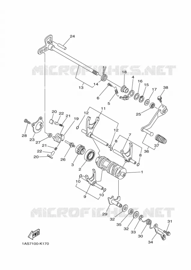 BARILLET DE SELECTION / FOURCHETTES Yamaha QUAD 700 2012 RAPTOR  YFM700R