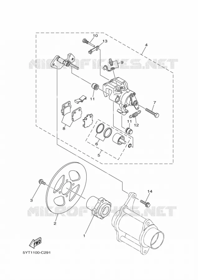 ETRIER DE FREIN ARRIERE Yamaha QUAD 350 2010 RAPTOR  YFM350