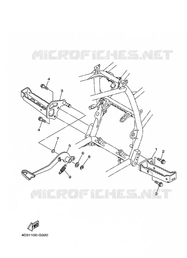 SUPPORT / REPOSE PIEDS Yamaha QUAD 250 2010 RAPTOR  YFM250R