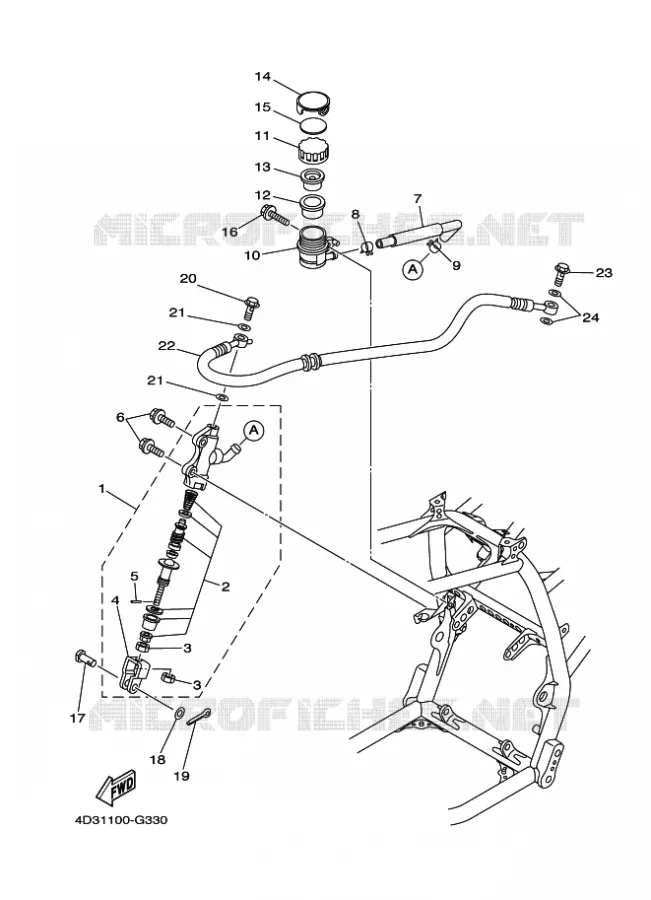 MAITRE CYLINDRE DE FREIN ARRIERE Yamaha QUAD 250 2010 RAPTOR  YFM250R