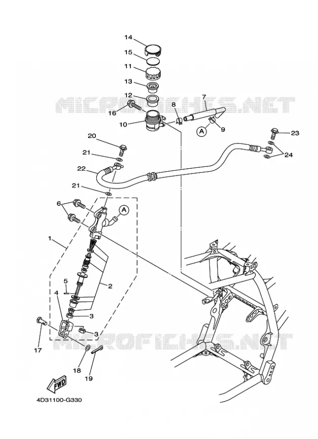 MAITRE CYLINDRE DE FREIN ARRIERE Yamaha QUAD 250 2011 RAPTOR  YFM250R