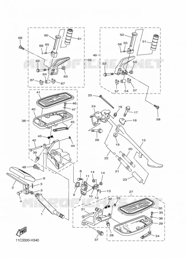SUPPORT / REPOSE PIEDS Yamaha MOTO 1300 2014 MIDNIGHT STAR  XVS1300A