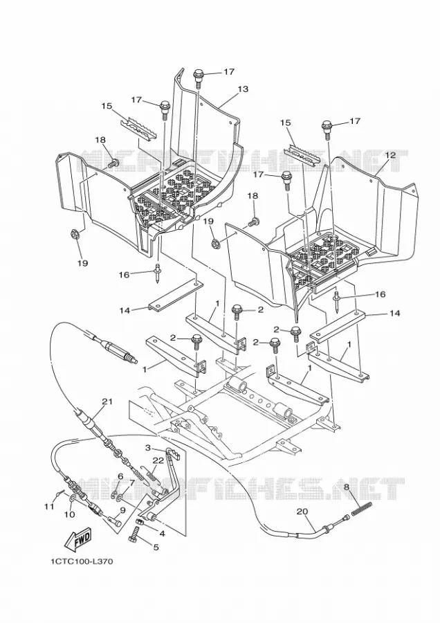 SUPPORT / REPOSE PIEDS Yamaha QUAD 450 2012 GRIZZLY  YFM450FWAD