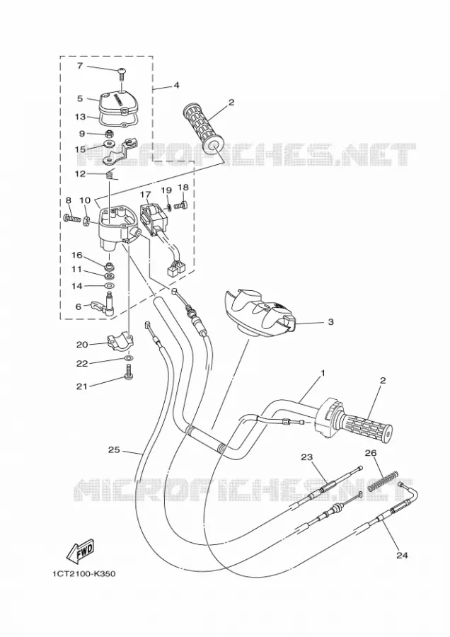 GUIDON ET CABLES Yamaha QUAD 450 2013 GRIZZLY  YFM450FWAD