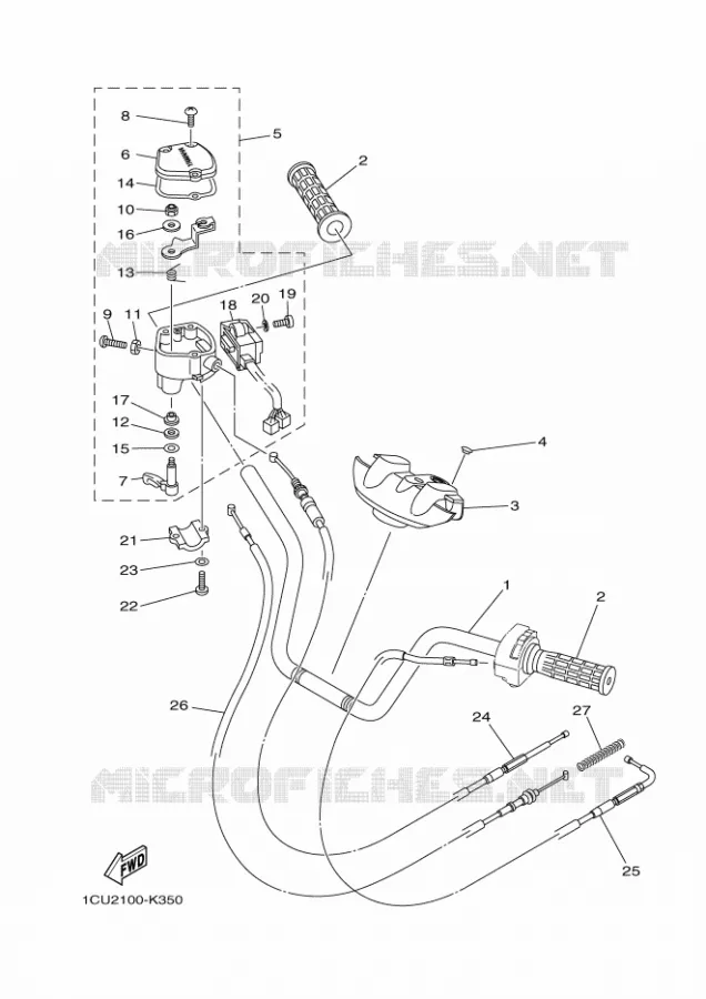 GUIDON ET CABLES Yamaha QUAD 450 2013 GRIZZLY  YFM450FWA