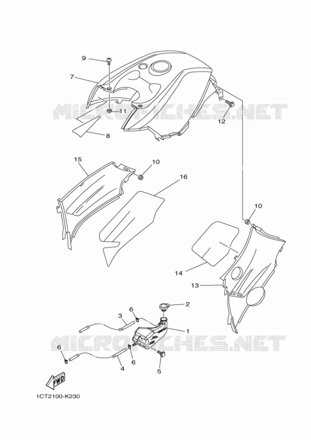 COUVERCLE LATERAL Yamaha QUAD 450 2015 GRIZZLY  YFM450FWA