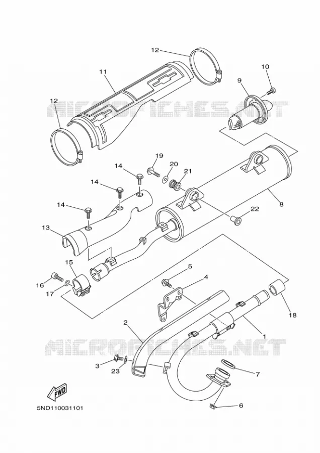 ECHAPPEMENT Yamaha QUAD 450 2007 GRIZZLY  YFM450FWAN