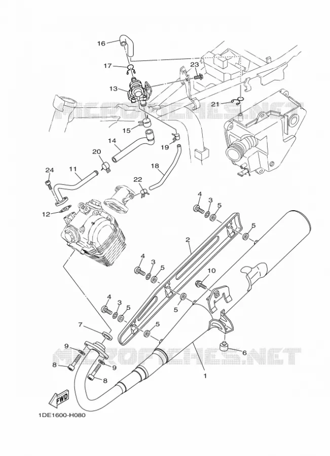 ECHAPPEMENT Yamaha MOTO 110 2009 CRUX  YD110S